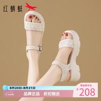 红蜻蜓 女鞋亮片绑带凉鞋 夏季轻便一字带凉鞋休闲百搭女士增高显瘦凉鞋