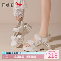 红蜻蜓 女鞋厚底增高沙滩凉鞋 夏季魔术贴凉鞋百搭优雅女士运动休闲凉鞋