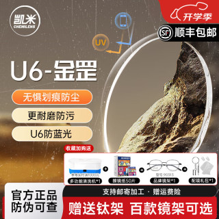 凯米 防蓝光 近视眼镜片+镜架 1.74(特薄) 2片装 凯米U6金罡+镜架