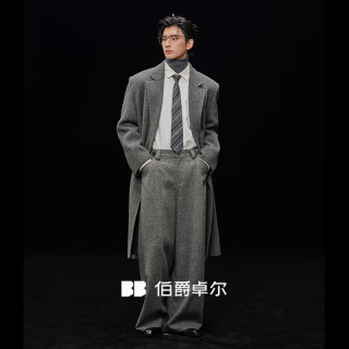 伯爵卓尔 全羊毛石墨烯鹅绒内胆大衣 山岩灰 XL