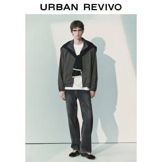 URBAN REVIVO UMF160072 燕麦格雷格纹超宽松夹克 深灰格子 S