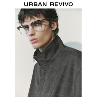 URBAN REVIVO UMF160072 燕麦格雷格纹超宽松夹克 深灰格子 S