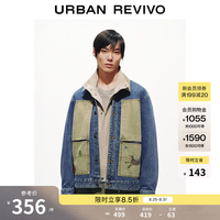 UR 秋季男装休闲撞色拼接趣味图案牛仔外套 UML860008