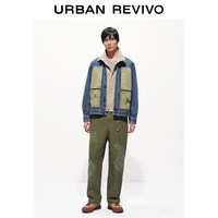 URBAN REVIVO UML860008 撞色拼接趣味图案 蓝色 XS 男士夹克