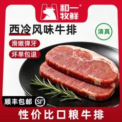 和一牧鲜 调理牛排牛排牛肉生鲜 新鲜牛肉烧烤食材 整切西冷牛排500g*2