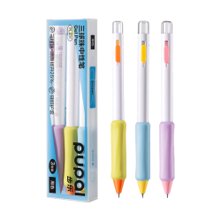 得力 PL031 步乐三球珠 黑色0.5mm 按动中性笔 3支装