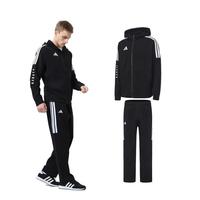 adidas 运动套装男春秋连帽开衫运动服针织帽衫棉套装女子跑步套装