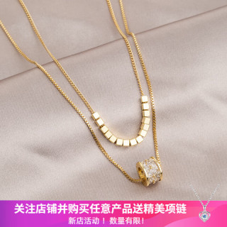 洛梵欣饰 双层叠戴项链女款新款轻奢小众秋冬毛衣链感配饰气质 M179双层项链