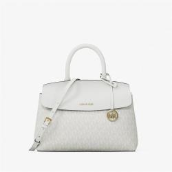 MICHAEL KORS LANDRY 奶白满印logo翻盖手提两用女包