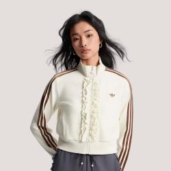 adidas 三叶草 秋季优雅针织荷叶边运动夹克外套女子外套