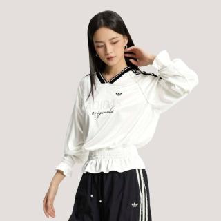 adidas 三叶草 秋季时尚运动日常休闲文化抽褶女子长袖T恤