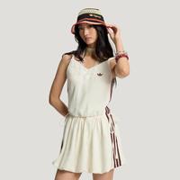 adidas 三叶草 夏季新款南法假日度假风蕾丝拼接吊带连衣裙花苞裙
