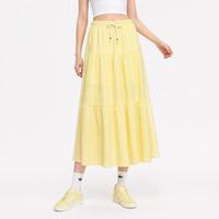 adidas 三叶草 夏季新款南法假日度假风褶皱撞色休闲运动半身裙
