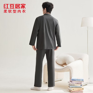 红豆居家 男女士长袖开衫睡衣套装 星夜灰 L