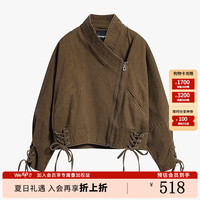 Desigual 春夏季外套水洗交领落肩长袖时尚潮流高级感休闲夹克 咖驼色 XL