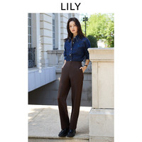 LILY 菁英系列2025秋新款女装复古老钱风休闲通勤直筒微锥裤西裤 732巧克力色 M