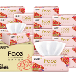 洁柔 牡丹花粉Face抽纸 3层100抽*24包 1元/包