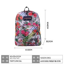 JANSPORT 印花集合女书包男高中双肩背包轻便户外通勤电脑包