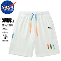 NASA MARVEL 短裤男夏季五分裤休闲中裤运动弹力宽松潮流情侣款 白色 M