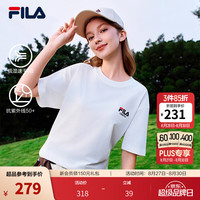 FILA 吸湿速干抗菌 云菇白 M 针织短袖衫