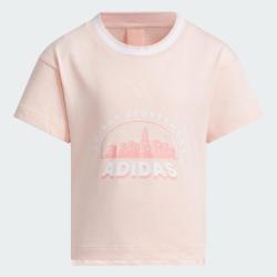adidas 夏季女小童棉质舒适透气运动休闲短袖圆领T恤