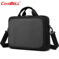 coolbell COOL BELL新款斜跨电脑包单肩包男款15寸公文包大容量商务手提包 黑色2113 15.6寸