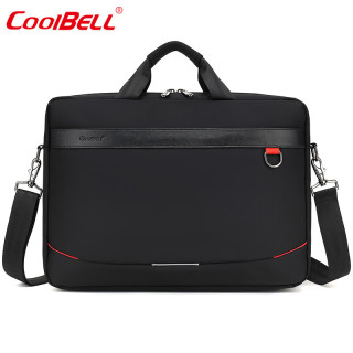coolbell COOL BELL新款手提包商务简约笔记本电脑包男士大容量斜挎包 黑色