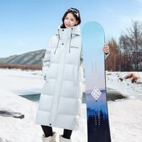 雪中飞 羽绒服女长款26新款修身H版型保暖高充绒长款羽绒服 冰川蓝