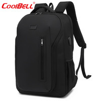 coolbell COOL BELL17寸大容量双肩背包户外防水商务电脑包轻便镂空学生书包 CB-8263黑色 17寸
