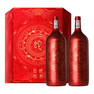 天鹅庄 蛇年生肖 干红葡萄酒 蛇来运转 1.5L*2支 礼盒装