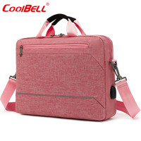 coolbell COOL BELL2025新款商务公文包大容量笔记本电脑包通勤笔记本手提包 CB-2112粉色 15寸