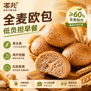 嘟赴 全麦面包 无蔗糖欧包500g
