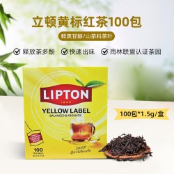 立顿 红茶早餐茶自然原叶无添加茶包100包