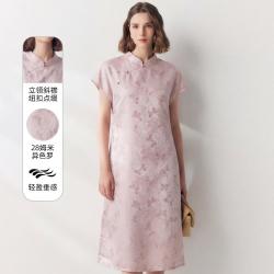 帕罗 28姆米异色罗】26夏季立领蝴蝶提花气质国风桑蚕丝连衣裙