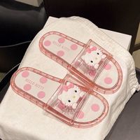 叶余 2025新款水晶凉拖鞋女夏季外穿时尚家用网红宿舍家居室内一字拖女 水晶圆点粉色-小趴猫 38-39 偏小一码