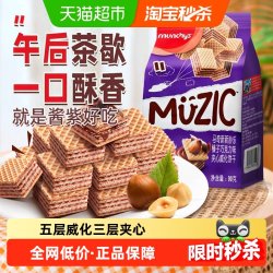 马奇新新 马来西亚威化饼干苏打休闲食品小零食追剧小吃下午茶多口味 榛子味威化90g