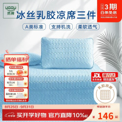 然牌 泰国乳胶凉席 夏季乳胶床垫软席子 可机洗冰丝凉席1.8x2米 乳胶凉席-天空蓝