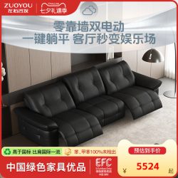 左右家私 左右黑羽零重力功能电动沙发2026新款空调真皮沙发黑色政府补贴