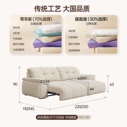 浪度家居 浪度抱抱云电动功能布艺沙发床零靠墙客厅泡泡云雪尼尔奶油风新款