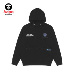 Aape 旗舰店男装秋冬猿颜刺绣字母印花宽松连帽卫衣3941XXJ