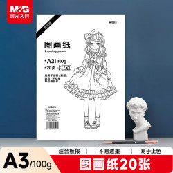 晨光 文具绘画纸A3/20张100g图画纸素描纸 手抄报幼儿园小画纸 开学  TA3260