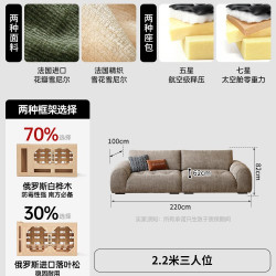 卡得利 政府补贴卡得利云岛复古高靠背客厅可拆洗直排雪尼尔布艺沙发