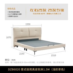 左右家私 左右官方2026新款皮床简约主卧双人床软包意式极简真皮床DZB6020