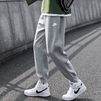 NIKE 裤子男正品秋冬季2023新款加绒灰色休闲长裤男士运动裤男