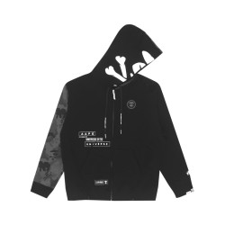 Aape 旗舰店男装秋冬猿颜字母印花迷彩拼接连帽卫衣外套3834XXH