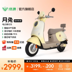 绿源 月兔 电动摩托车长续航智能电动车 家用通勤代步电摩 到门店选颜色