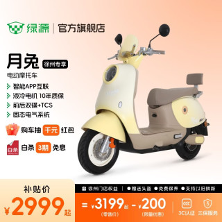 绿源 月兔 电动摩托车长续航智能电动车 家用通勤代步电摩 到门店选颜色
