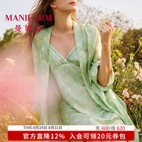 曼妮芬 女士V领家居服可外穿睡袍吊带睡衣礼物 天丝缎光 M 160 建议体重40-50kg