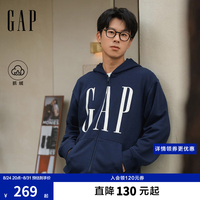 Gap 多色可选 早秋logo胶印抓绒连帽开衫宽松卫衣