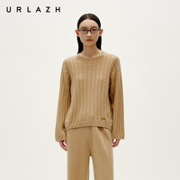 URLAZH有兰 羊绒圆领针织毛衣 焦糖棕 XS